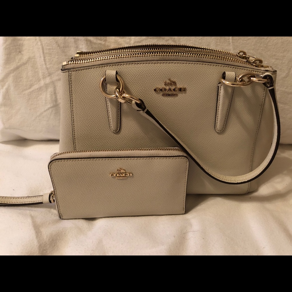 coach purse mini white leather handbag
